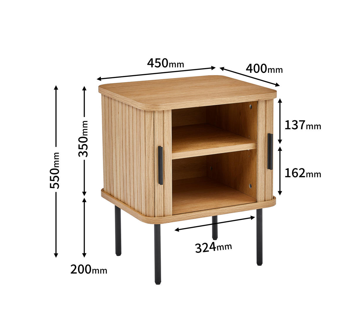 NACHTTISCH 45/55/40 cm, Schwarz, Eichefarben,  - Eichefarben/Schwarz, Design, Holzwerkstoff/Metall (45/55/40cm) - Xora