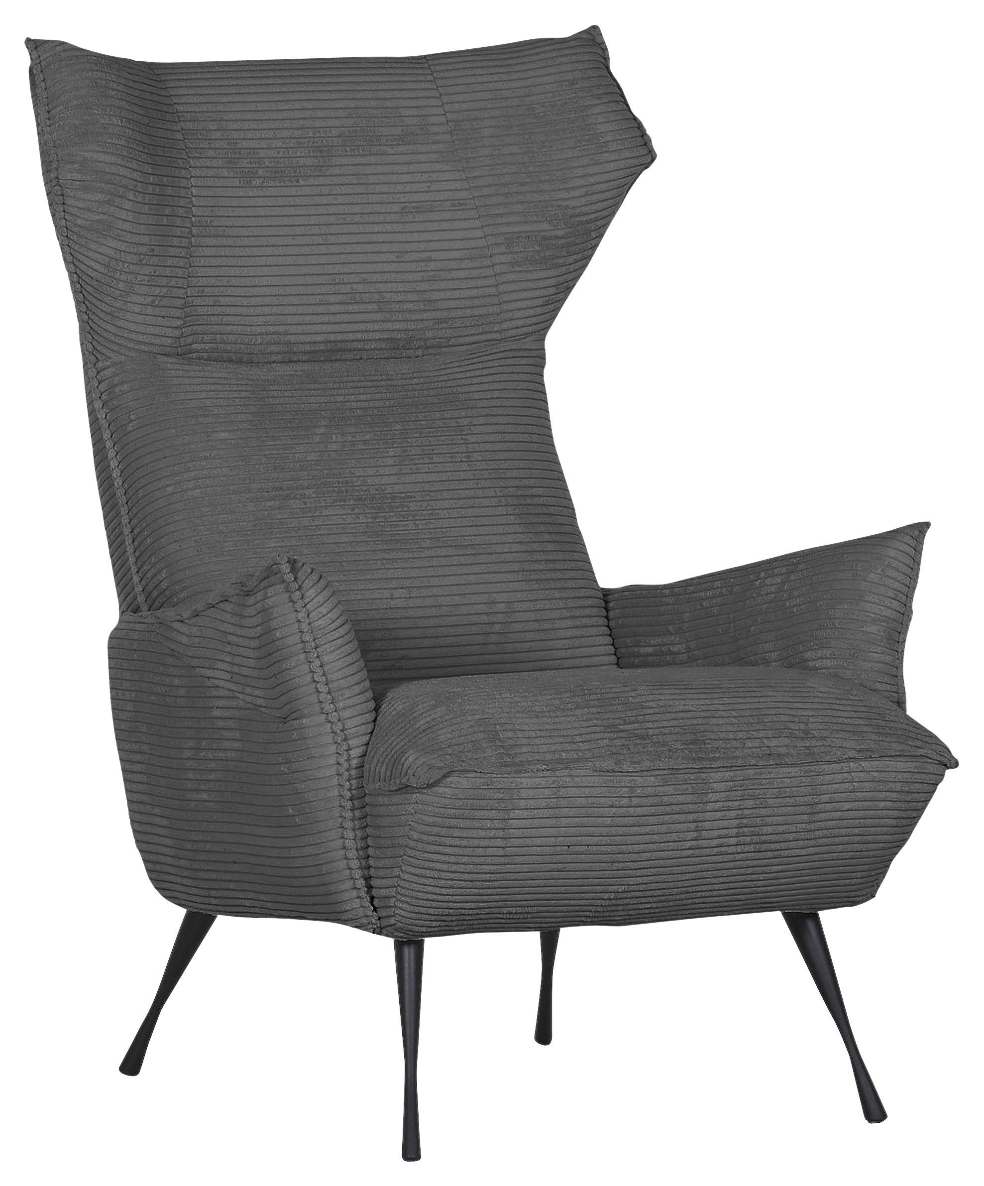 OHRENSESSEL Cord Dunkelgrau  - Dunkelgrau/Schwarz, Konventionell, Textil/Metall (83/110/92cm) - MID.YOU