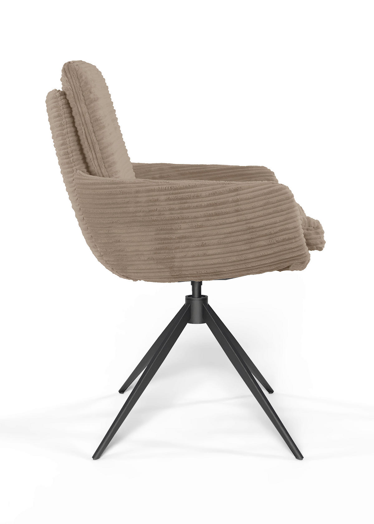 ARMLEHNSTUHL  Beinauswahl, Sitzfläche 360° drehbar, Stoff-/Lederauswahl gerippt  Hellbraun  - Hellbraun/Schwarz, Design, Textil/Metall (60/91/62cm) - Valdera