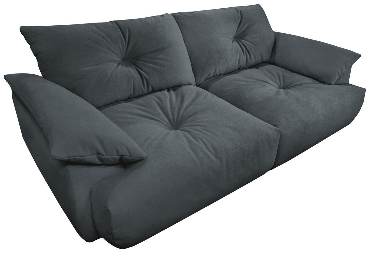 BIGSOFA Webstoff Dunkelgrau  - Dunkelgrau/Schwarz, KONVENTIONELL, Kunststoff/Textil (243/90,5/130cm) - Ambia Home