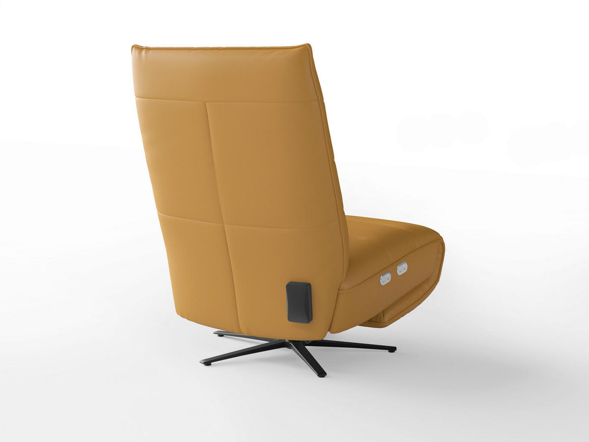 RELAXSESSEL in Leder Currygelb  - Currygelb/Schwarz, Basics, Leder/Metall (80/109/98cm) - Sit & More