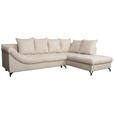 ECKSOFA Creme Struktur  - Creme/Schwarz, KONVENTIONELL, Textil/Metall (247/194cm) - Carryhome