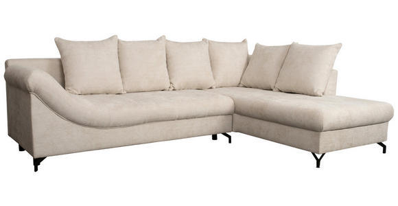 ECKSOFA Creme Struktur - Creme/Schwarz, KONVENTIONELL, Textil/Metall (247/194cm) - Carryhome