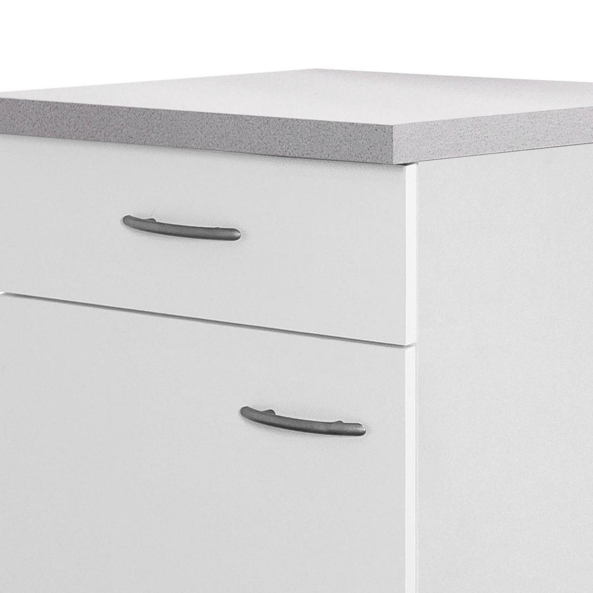KÜCHENUNTERSCHRANK 40/85/60 cm  in Weiß  - Edelstahlfarben/Hellgrau, Holzwerkstoff/Kunststoff (40/85/60cm) - FlexWell
