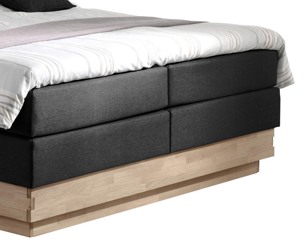BOXSPRINGBETT 160/200 cm  in Schwarz, Eichefarben  - Eichefarben/Schwarz, MODERN, Holz/Kunststoff (160/200cm) - MID.YOU
