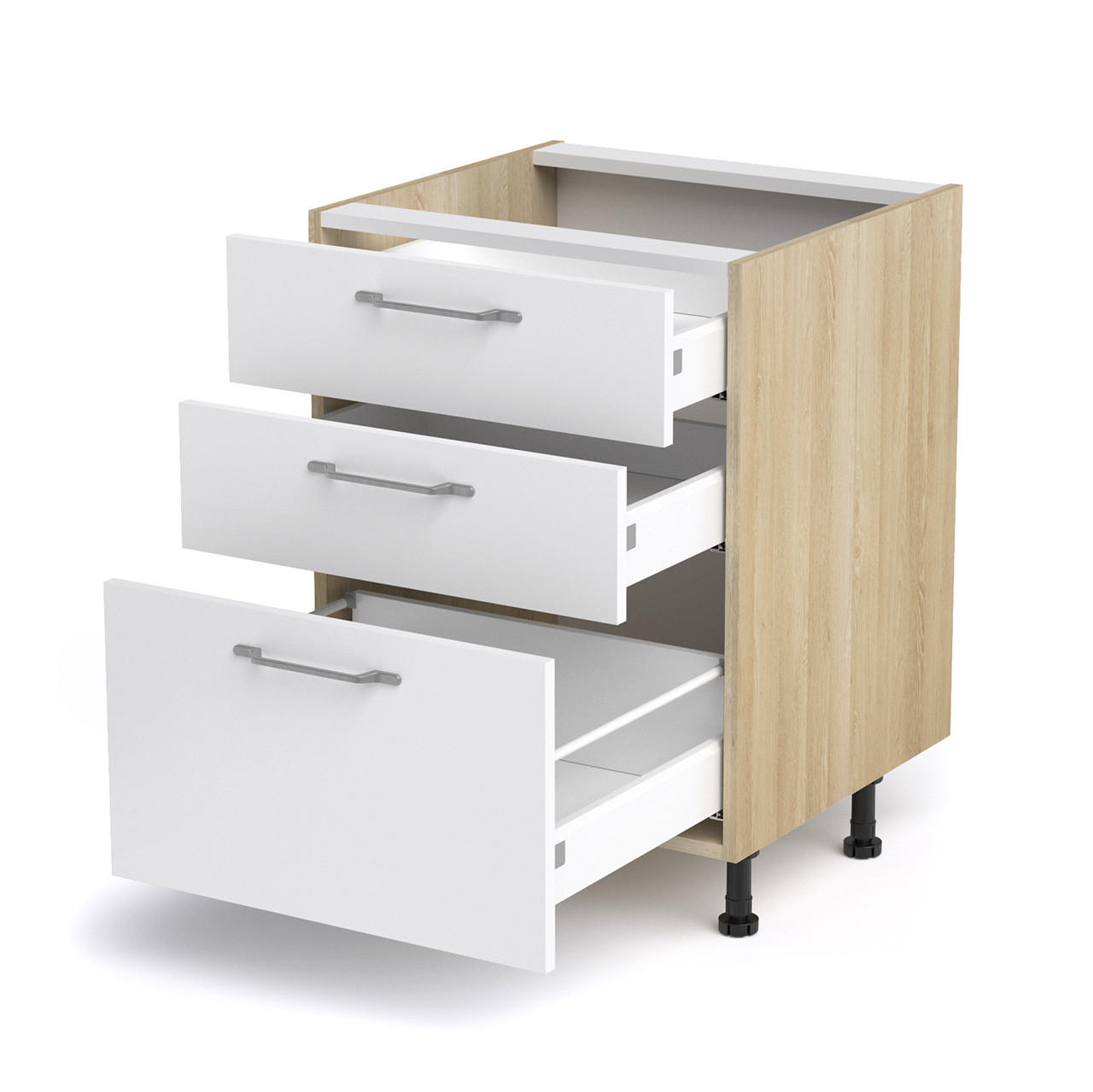 SPODNJA OMARICA S PREDALI - barve jesena/bela, Basics (60/87/56cm) - Stylife
