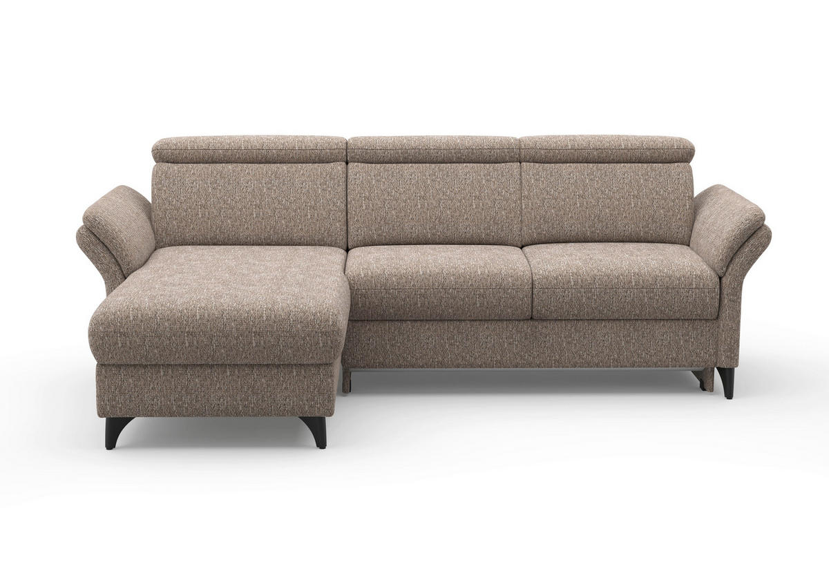 ECKSOFA GLENDALE E Cappuccino Chenille  - Schwarz/Cappuccino, KONVENTIONELL, Textil/Metall (166/253cm) - Sit & More