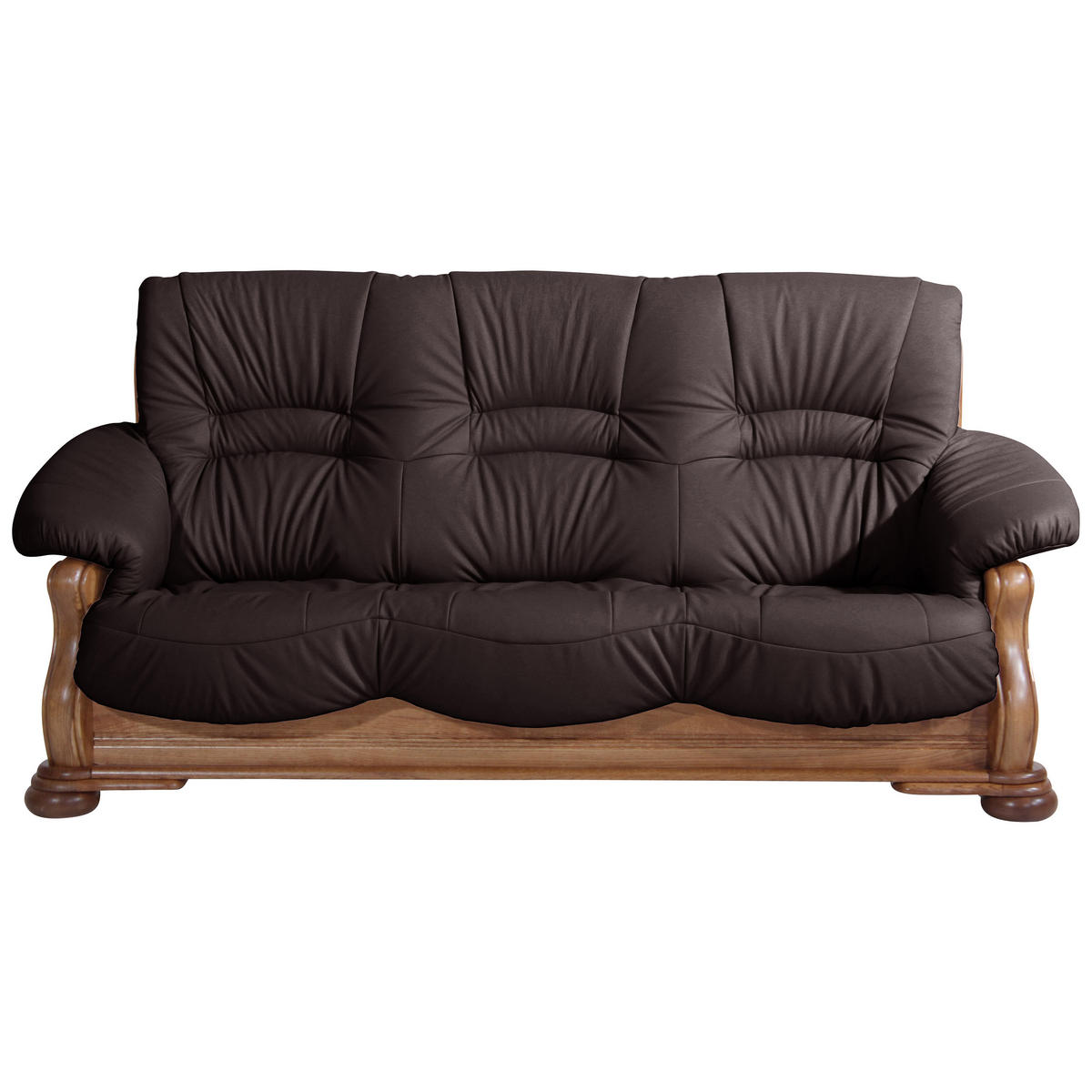 3-SITZER-SOFA in Echtleder Braun  - Eichefarben/Braun, LIFESTYLE, Leder/Holz (205/95/95cm) - Max Winzer