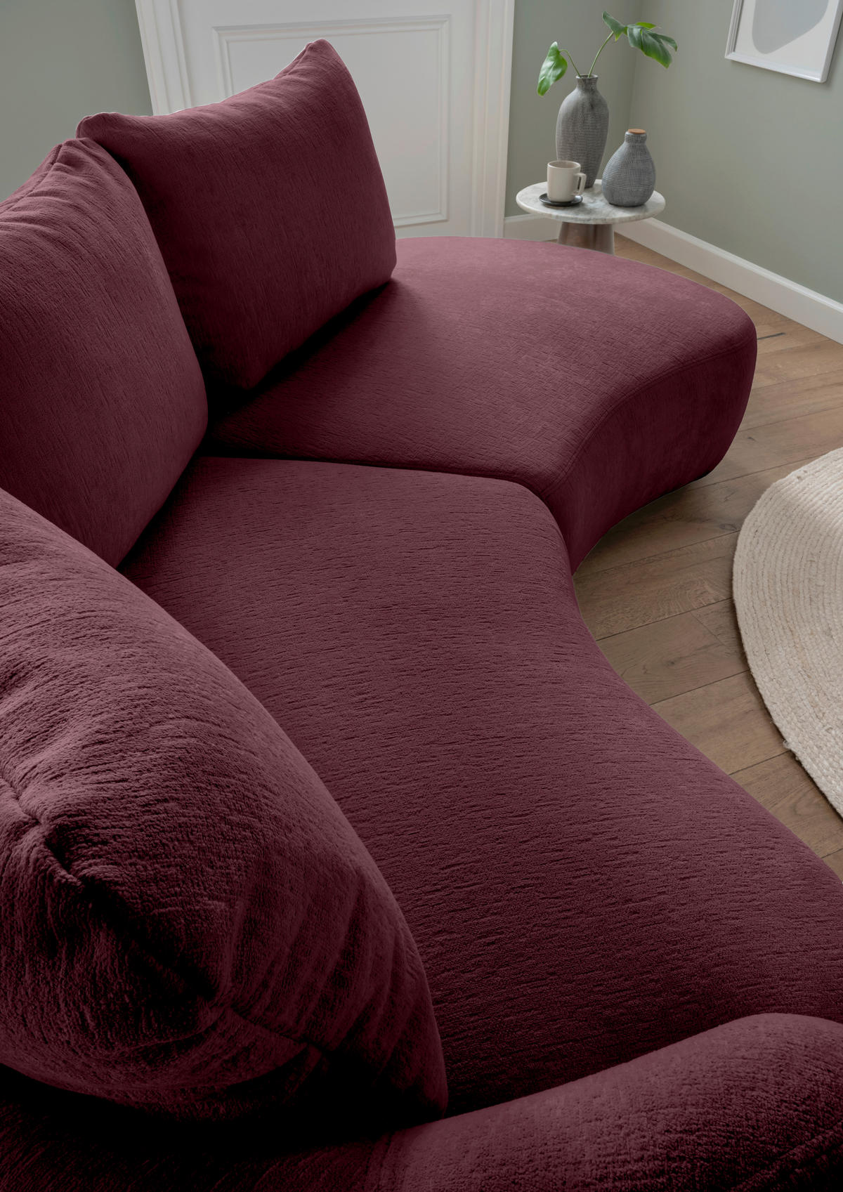 ECKSOFA in Mikrofaser Bordeaux  - Bordeaux/Schwarz, Modern, Kunststoff/Textil (139/250cm) - Livetastic