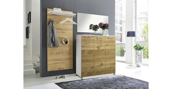 SCHUHSCHRANK Balkeneiche furniert Weiß, Eichefarben  - Chromfarben/Eichefarben, Design, Holz/Holzwerkstoff (126/126/37cm) - Dieter Knoll