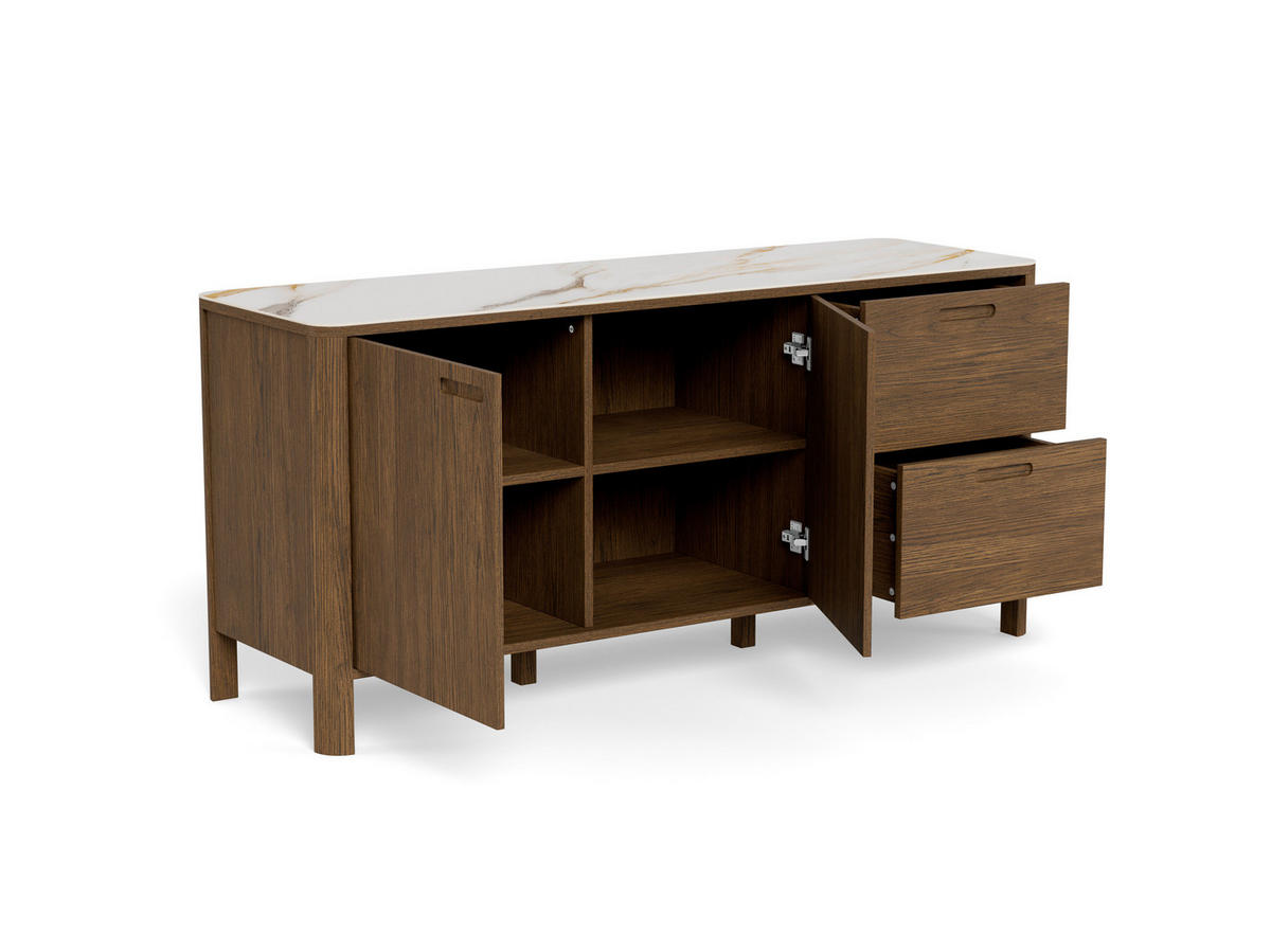 ANRICHTE SOUTHAMPTON, 160/75/40 cm,  - Creme/Braun, Design, Keramik/Holzwerkstoff (160/75/40cm) - MID.YOU