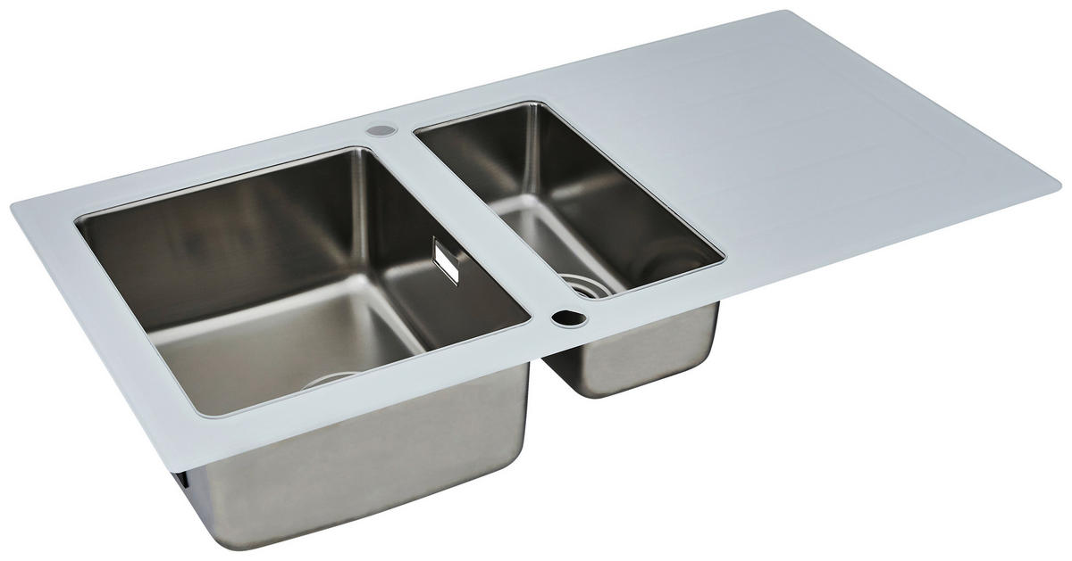 SPÜLE 1720NEWYORK100X50W  - Weiß, Trend, Glas/Metall (100/21/50cm) - Respekta