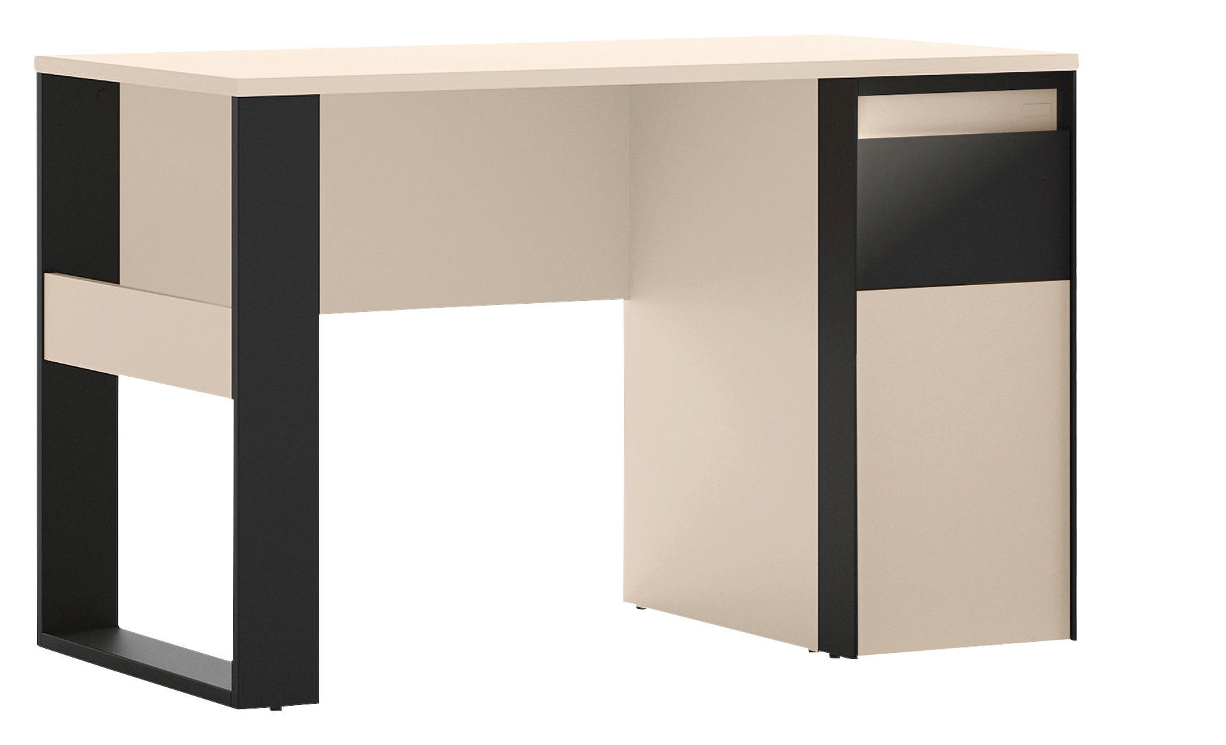 JUGENDSCHREIBTISCH 120/63/76 cm Schwarz, Beige Stauraum  - Beige/Schwarz, Design, Holzwerkstoff (120/63/76cm) - Voleo