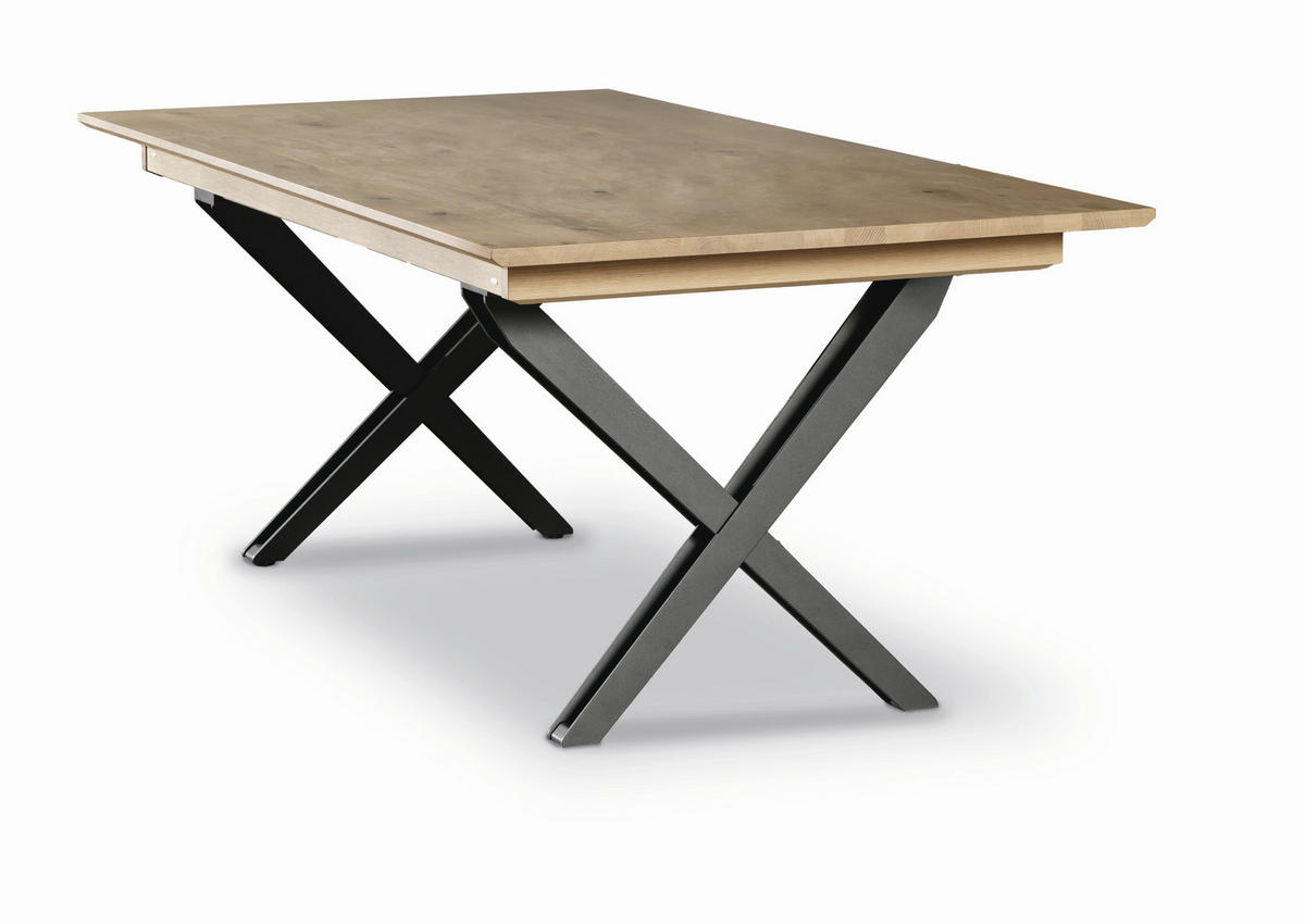 ESSTISCH Wildeiche   - Wildeiche/Schwarz, Natur, Holz (180/90/77cm) - Voglauer