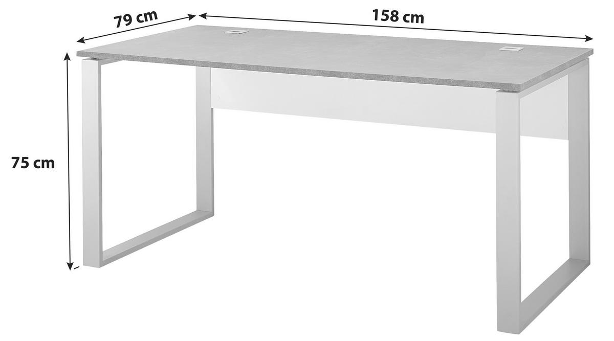 SCHREIBTISCH 158/75/79 cm  in Graphitfarben, Weiß  - Graphitfarben/Weiß, KONVENTIONELL, Holzwerkstoff/Metall (158/75/79cm) - Germania