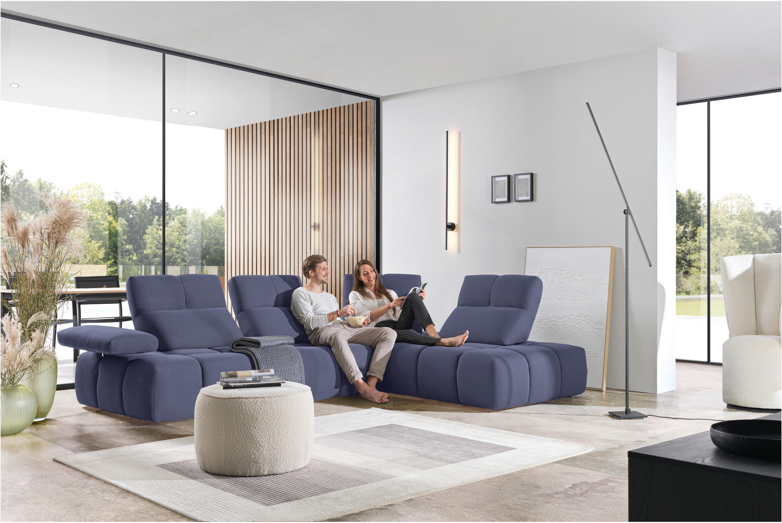 ECKSOFA in Struktur Violett  - Violett/Schwarz, Design, Kunststoff/Textil (313/233cm) - Emilio Belluti