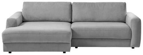 ECKSOFA in Cord Dunkelgrau  - Dunkelgrau/Schwarz, Modern, Textil (176/250cm) - Trendmanufaktur
