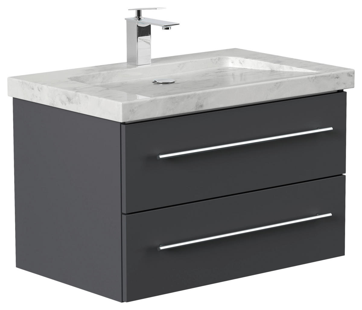 WASCHTISCHKOMBI 75 cm  - Graphitfarben, Basics, Holzwerkstoff/Stein (75cm) - MID.YOU