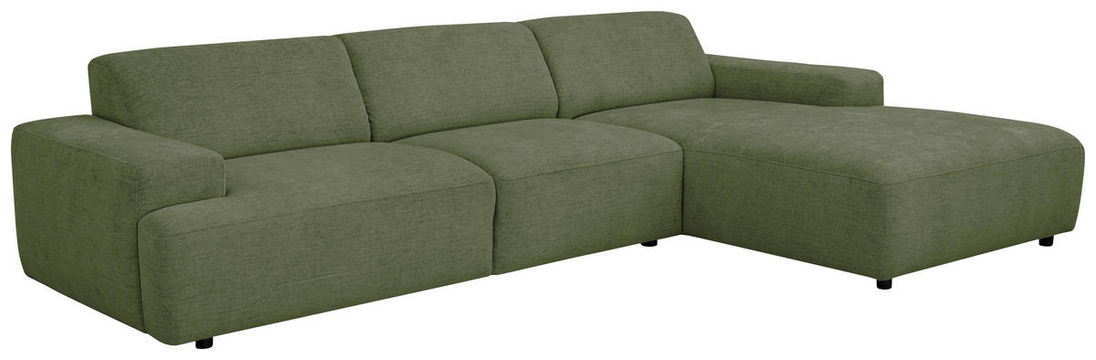 ECKSOFA 294/184 cm  in Flachgewebe Olivgrün Rücken echt  294/184 cm  - Schwarz/Olivgrün, KONVENTIONELL, Kunststoff/Textil (294/184cm) - Hom`in