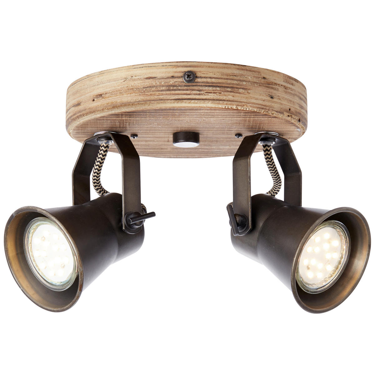 DECKENLEUCHTE    16/13/23 cm  - Schwarz, Natur, Holz/Metall (16/13/23cm) - Brilliant