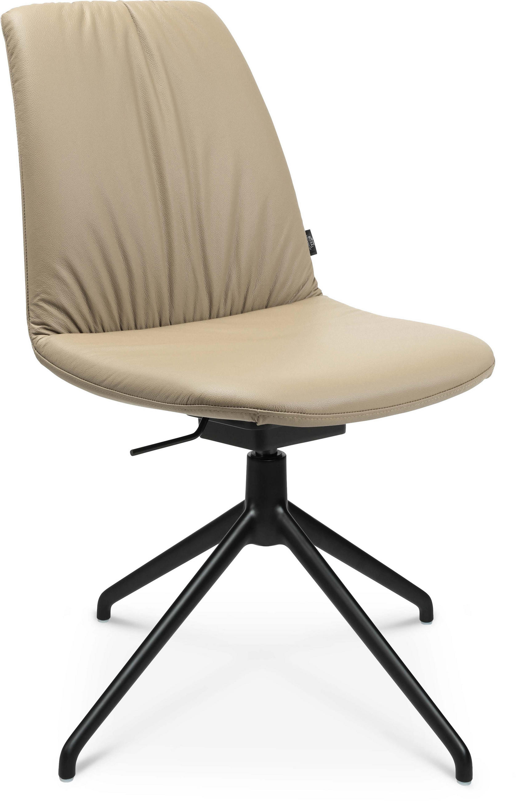 STUHL Echtleder Schwarz, Beige  - Beige/Schwarz, Design, Leder/Metall (46/81,5-84,5/55cm) - Johann Jakob
