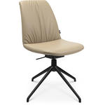 STUHL  in Aluminium Echtleder pigmentiert Metall, Leder  - Beige/Schwarz, Design, Leder/Metall (46/81,5-84,5/55cm) - Johann Jakob