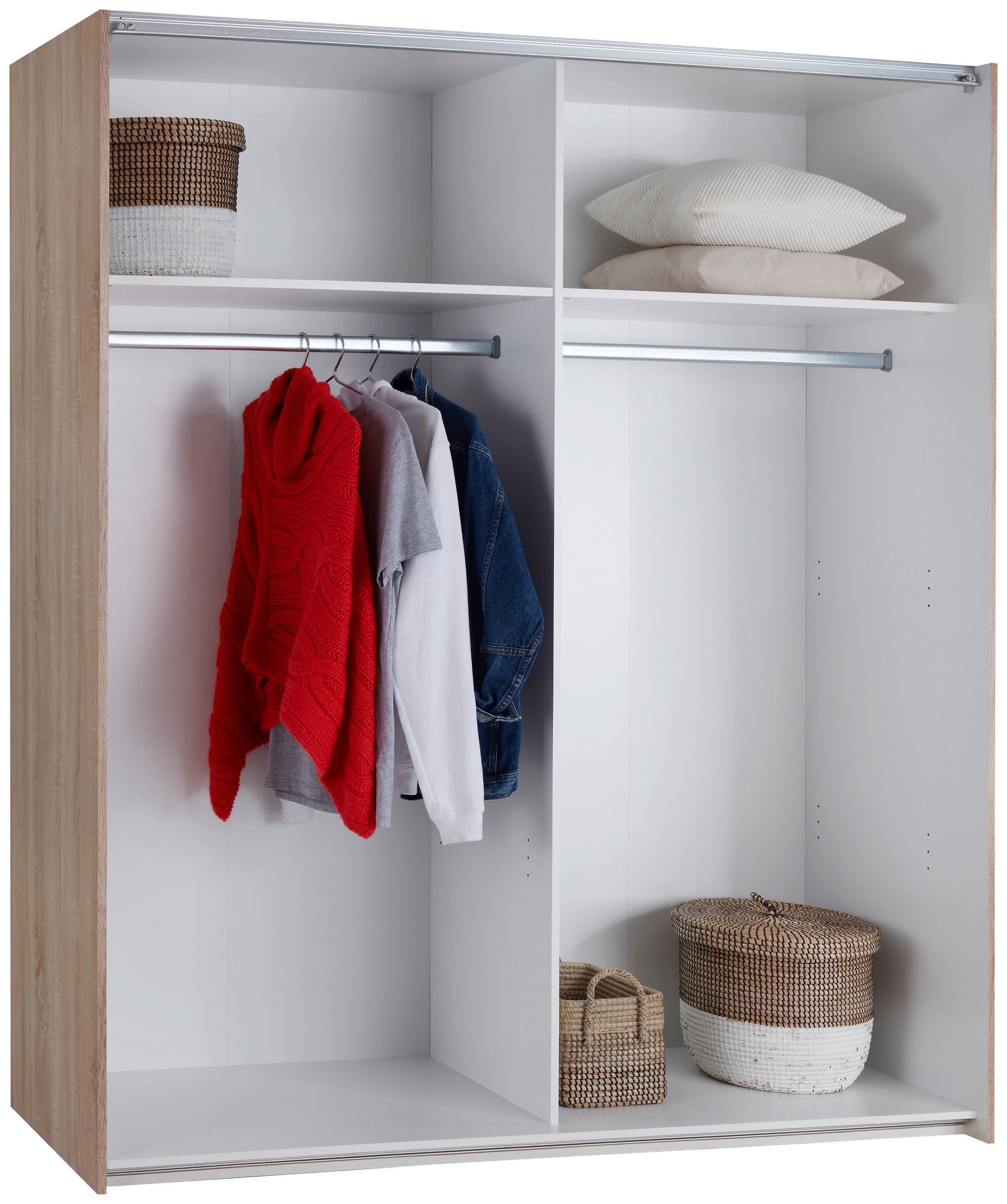 ORMAR S KLIZNIM VRATIMA prozirno, boje hrasta   - boje hrasta/prozirno, Design, staklo (170/195/59cm) - Modern Living
