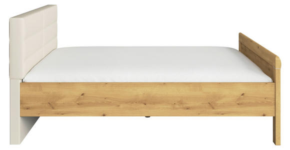 BETT 180/200 cm  in Eichefarben, Champagner  - Champagner/Eichefarben, Design, Holzwerkstoff/Textil (180/200cm) - Novel