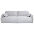SCHLAFSOFA mit Liegefunktion, Schlafen auf Sitzhöhe, Rücken echt Chenille Hellgrau - Hellgrau/Schwarz, KONVENTIONELL, Kunststoff/Textil (222/90/100cm) - Carryhome