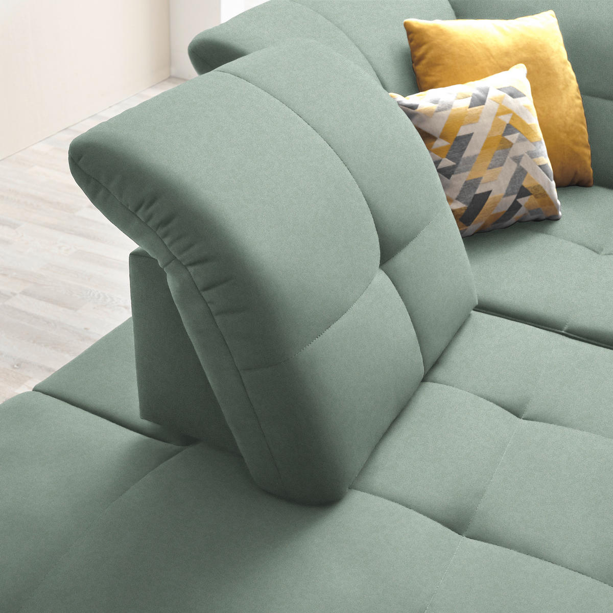 ECKSOFA in Chenille Mintgrün  - Schwarz/Mintgrün, Design, Textil/Metall (240/308cm) - Xora
