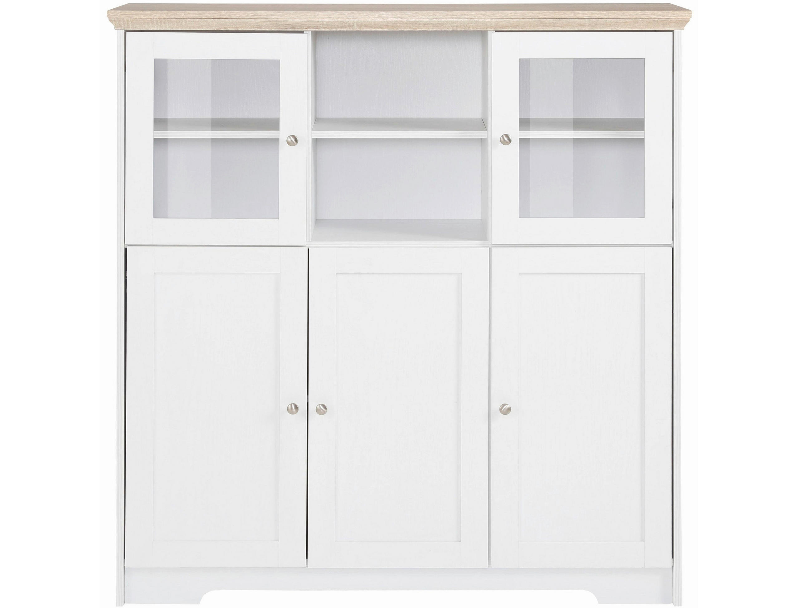 HIGHBOARD NANTES 118/125/39 cm  - Silberfarben/Weiß, Design, Glas/Holzwerkstoff (118/125/39cm) - Livetastic