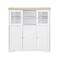HIGHBOARD NANTES 118/125/39 cm  - Silberfarben/Weiß, Design, Glas/Holzwerkstoff (118/125/39cm) - Livetastic