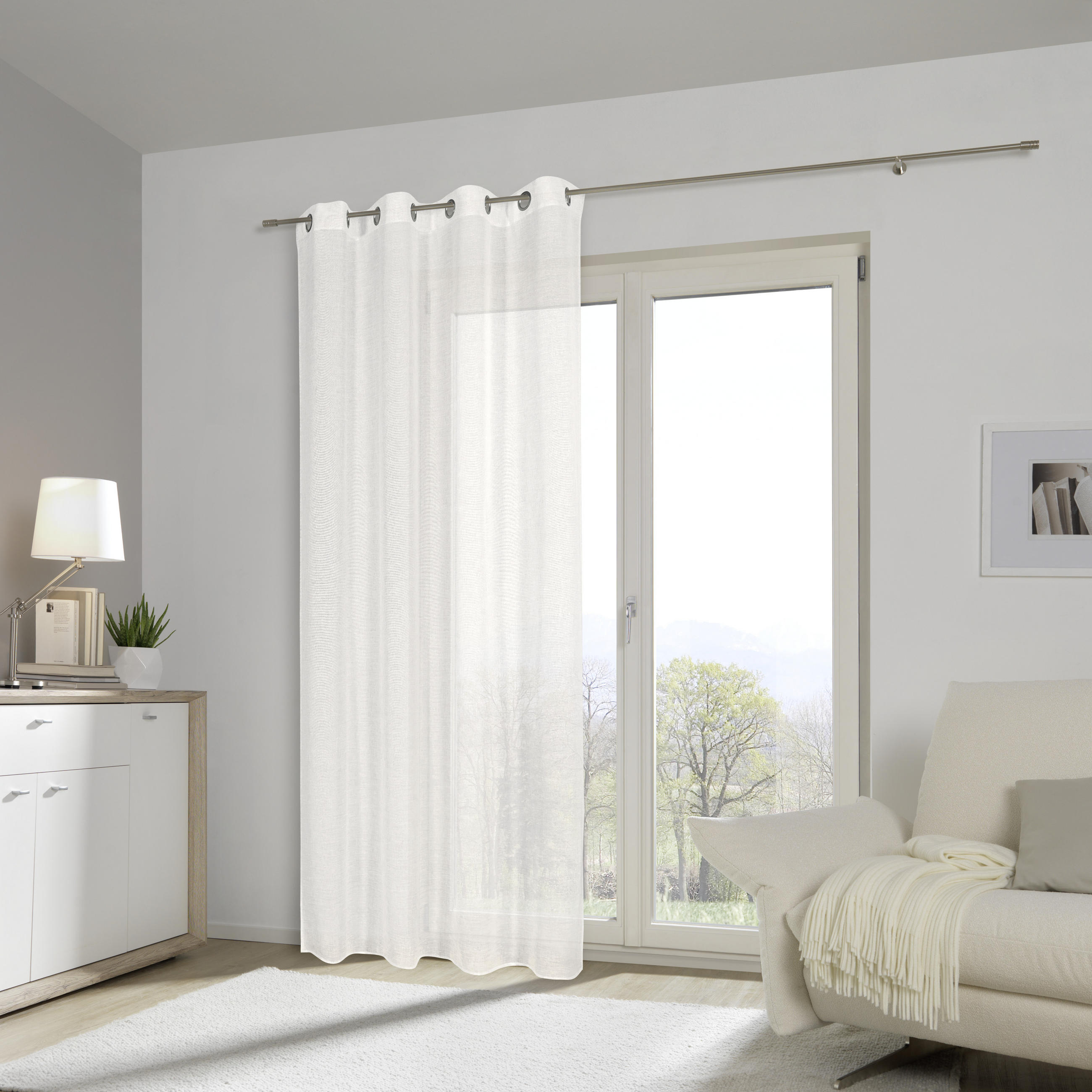 ZAVESA SA KARIKAMA prirodna boja - prirodna boja, Konvencionalno, tekstil (140/245cm) - Esposa