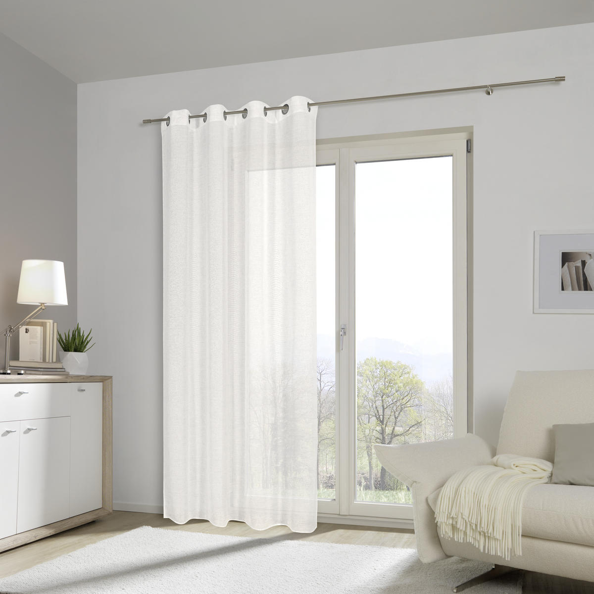 ZAVESA SA KARIKAMA prirodna boja - prirodna boja, Konvencionalno, tekstil (140/245cm) - Esposa
