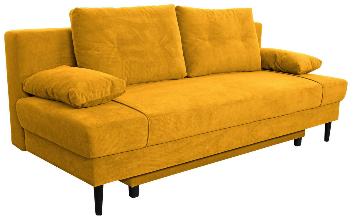 SCHLAFSOFA Webstoff Gelb  - Gelb/Schwarz, KONVENTIONELL, Holz/Kunststoff (199/88/88cm) - Carryhome
