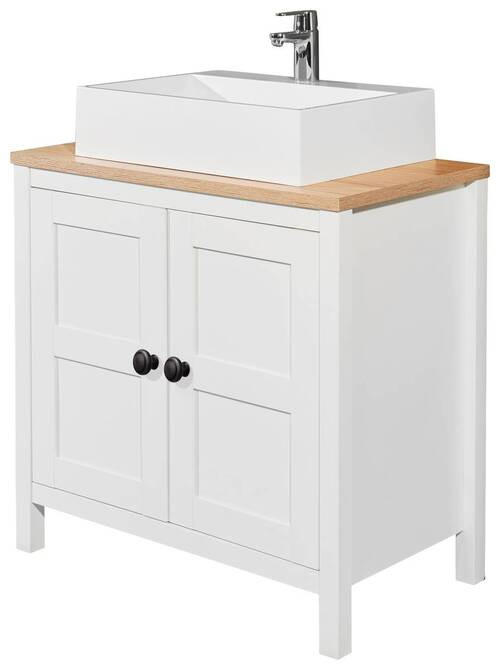 MASCĂ PENTRU LAVOAR 80/79/47 cm  - alb/stejar San Remo, Romantik / Landhaus, plastic/material pe bază de lemn (80/79/47cm) - Xora
