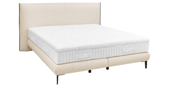 BOXSPRINGBETT 180/200 cm  in Sandfarben  - Sandfarben/Schwarz, Design, Holz/Holzwerkstoff (180/200cm) - Dieter Knoll