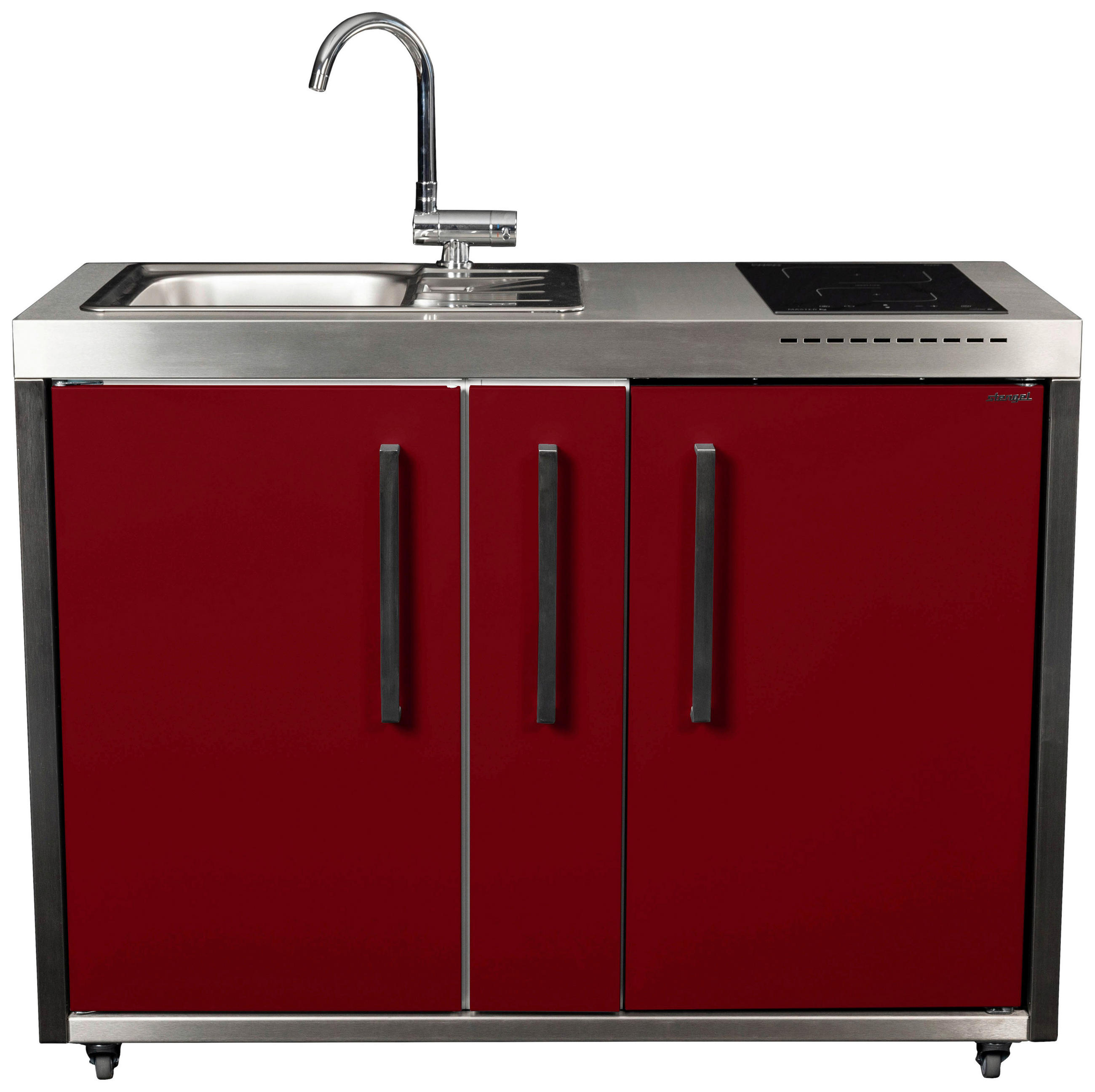 OUTDOORKÜCHE - Edelstahlfarben/Bordeaux, Basics, Metall (127/98/62cm)