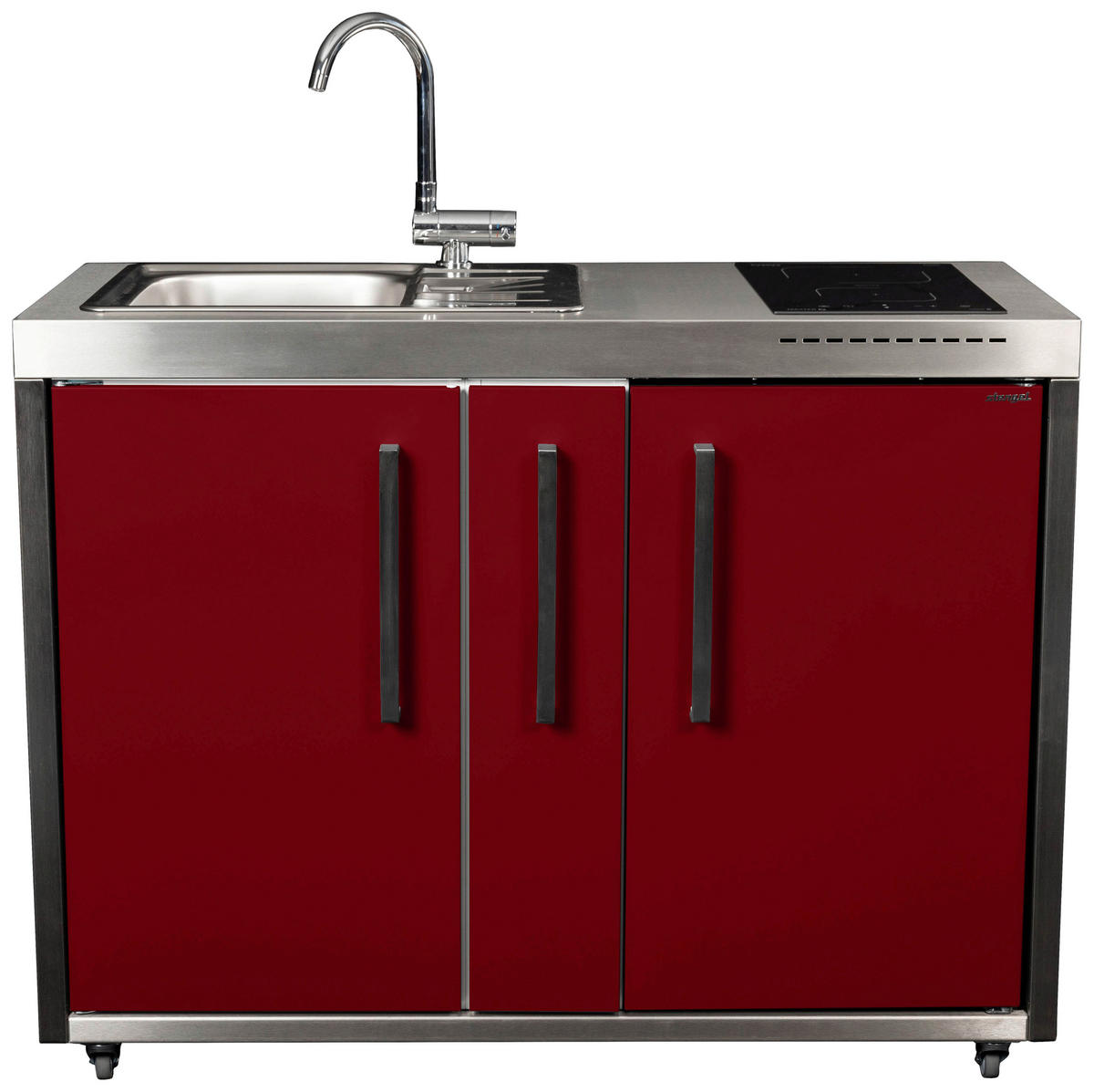 OUTDOORKÜCHE - Edelstahlfarben/Bordeaux, Basics, Metall (127/98/62cm)
