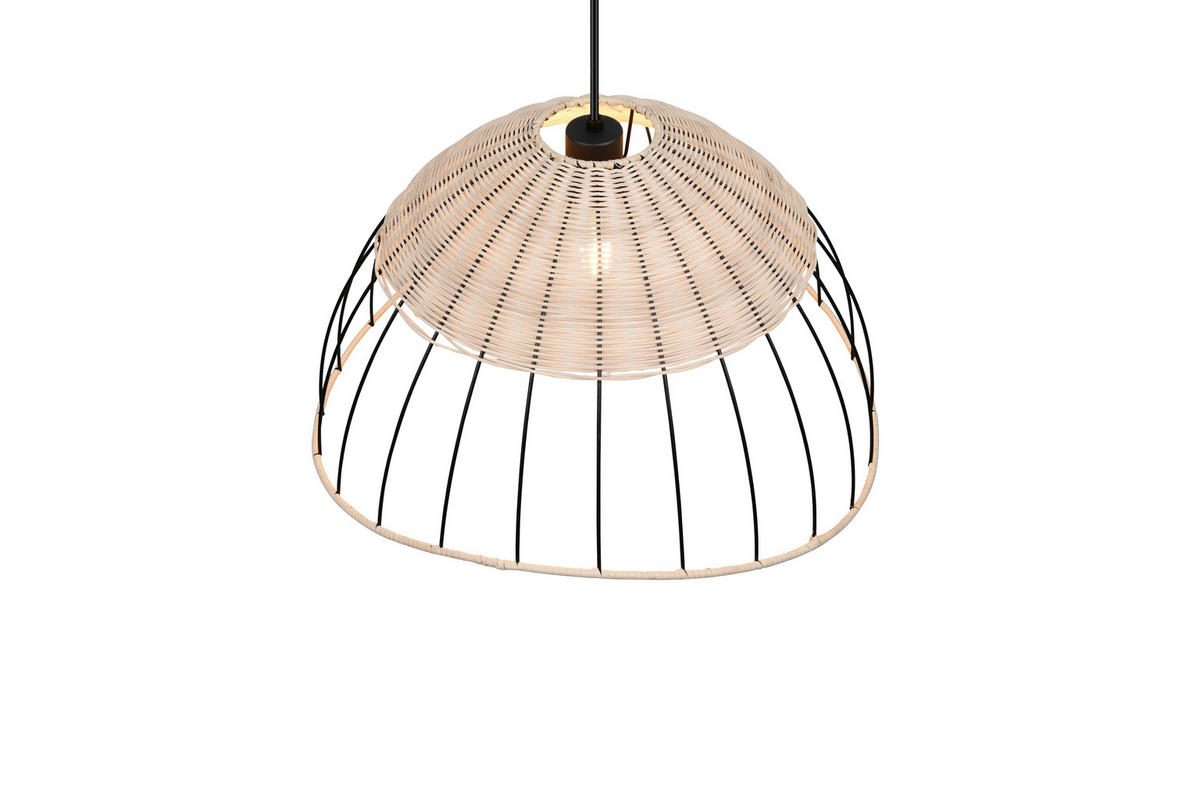 HÄNGELEUCHTE 48/150 cm    - Schwarz/Naturfarben, Design, Holz/Metall (48/150cm)
