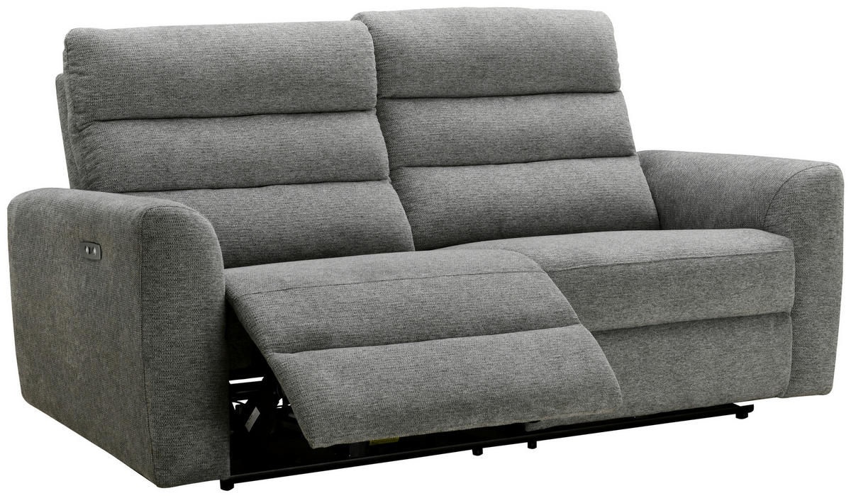 2-SITZER-SOFA Webstoff Hellgrau  - Hellgrau/Schwarz, KONVENTIONELL, Kunststoff/Textil (196/99/92cm) - Livetastic