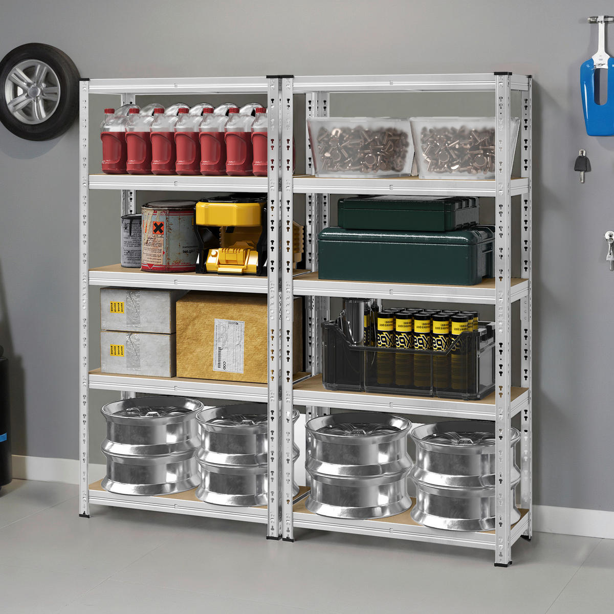 REGALELEMENT Silberfarben, Hellgrau, Hellbraun  - Hellbraun/Silberfarben, Trend, Holzwerkstoff/Kunststoff (90/180/40cm) - Boxxx