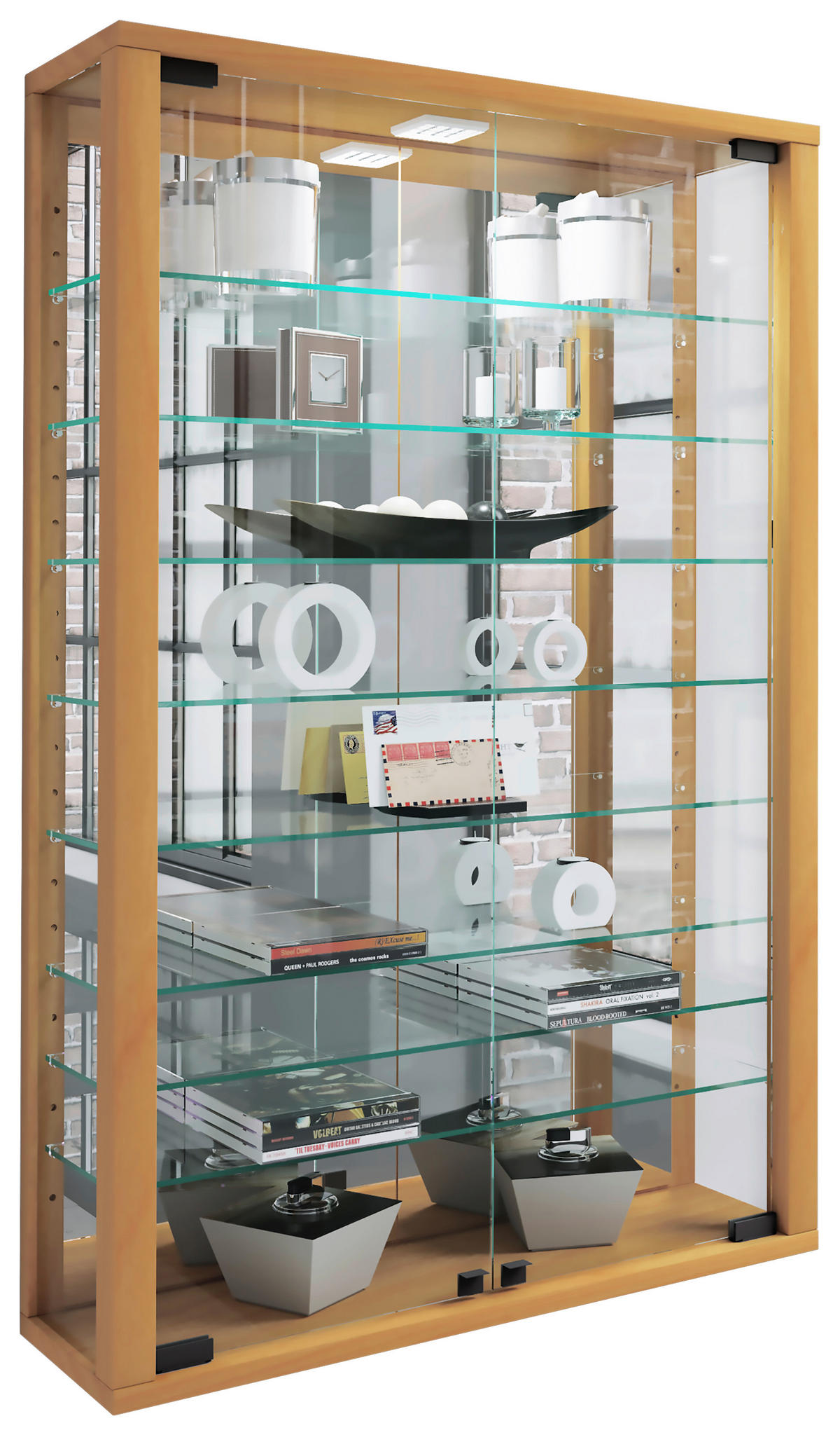 HÄNGEVITRINE in Buchefarben  - Buchefarben/Schwarz, Modern, Glas/Holzwerkstoff (59/91,3/18cm) - MID.YOU