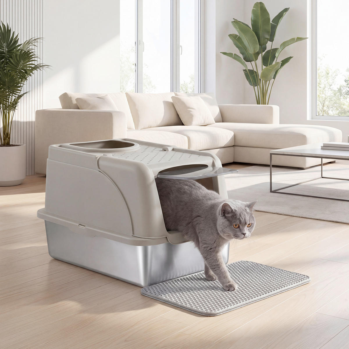 KATZENTOILETTE - Beige, Trend, Kunststoff/Metall (41/36,5/61cm) - Boxxx