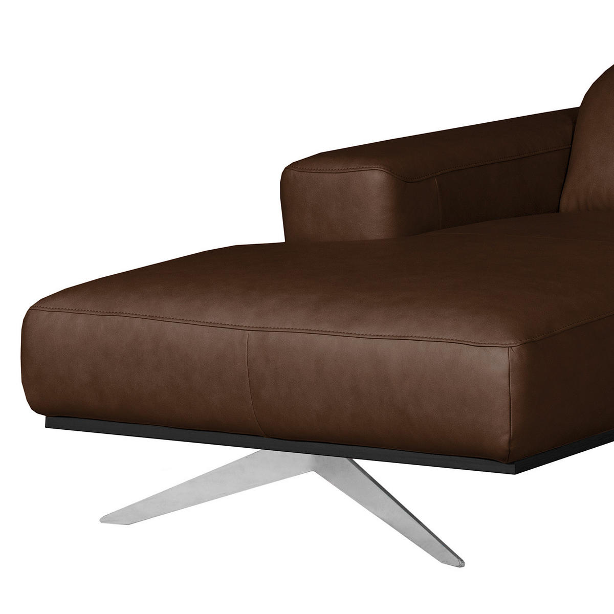 ECKSOFA  in Echtleder Dunkelbraun  187/295 cm  - Chromfarben/Dunkelbraun, Design, Leder/Metall (187/295cm) - Livetastic