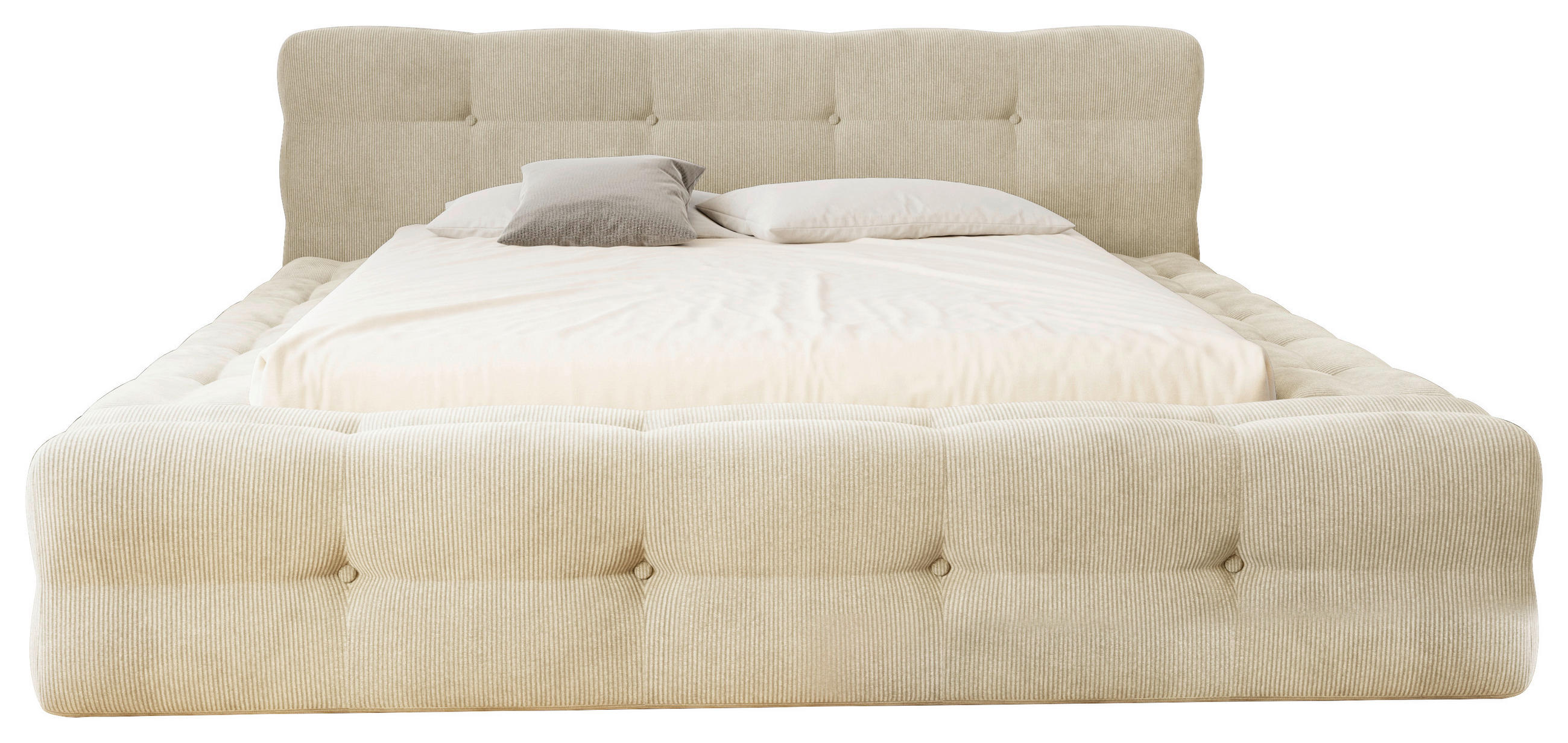 POLSTERBETT Lattenrost, Bettkasten 140/200 cm  in Beige  - Beige/Schwarz, Design, Holz/Textil (140/200cm) - Boxxx
