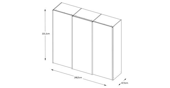 SCHWEBETÜRENSCHRANK in - Chromfarben, Design, Glas/Holzwerkstoff (249/222/68cm) - Moderano