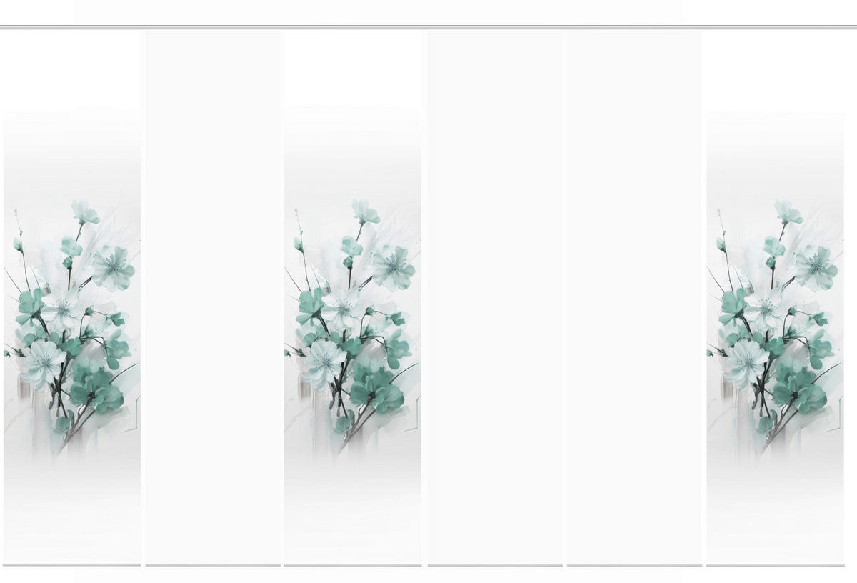 FLÄCHENVORHANG  6 Stück  blickdicht  60/245 cm   - Weiß/Mintgrün, Natur, Textil (60/245cm)