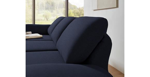 ECKSOFA  in Flachgewebe Blau Armteilverstellung, Relaxfunktion, Drehsitzfunktion  175-224/255-365 cm  - Blau/Schwarz, Design, Textil/Metall (175-224/255-365cm) - Dieter Knoll