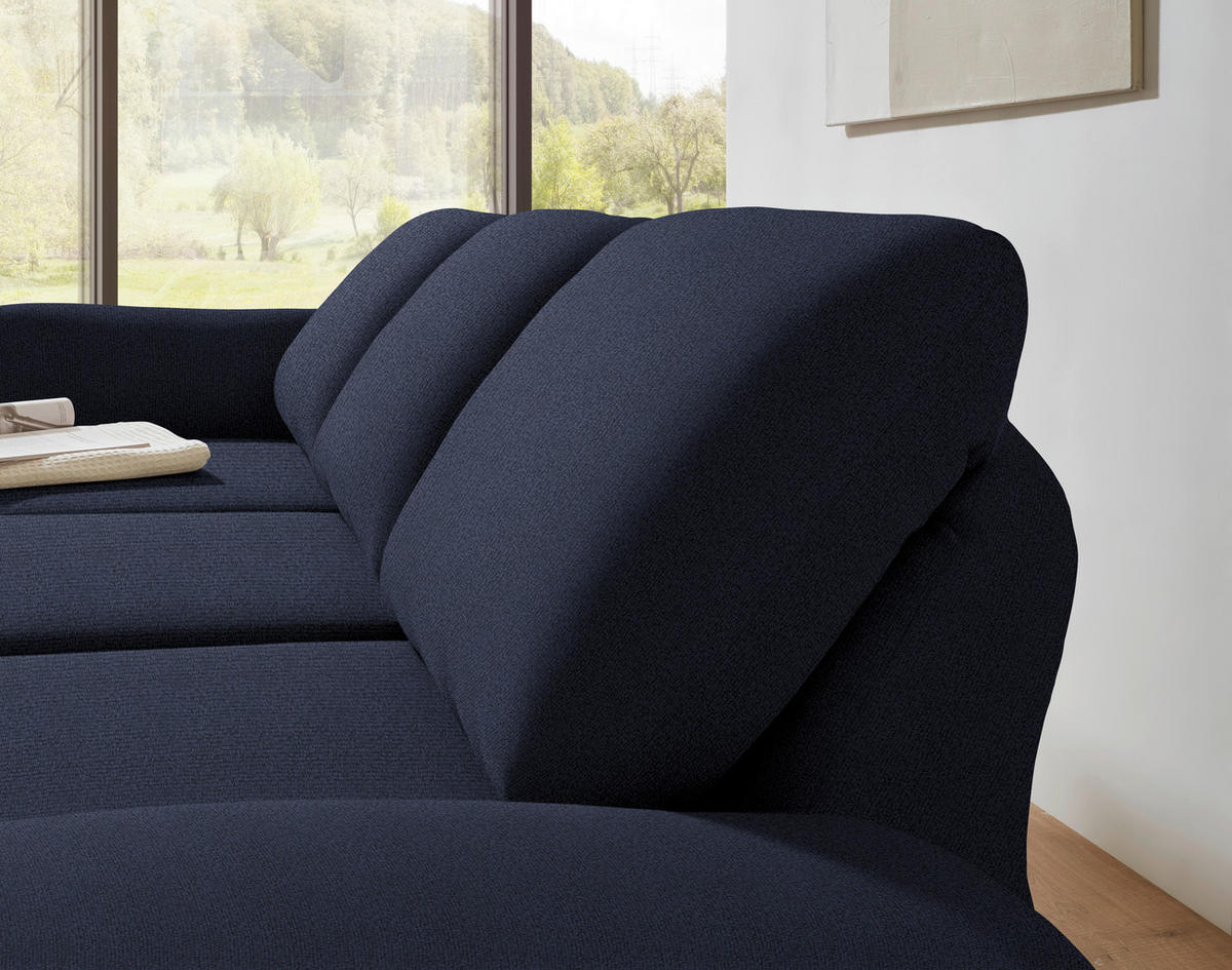 ECKSOFA  in Flachgewebe Blau  175-224/255-365 cm  - Blau/Schwarz, Design, Textil/Metall (175-224/255-365cm) - Dieter Knoll